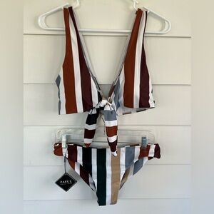 Zaful Striped Bikini with Tie Front